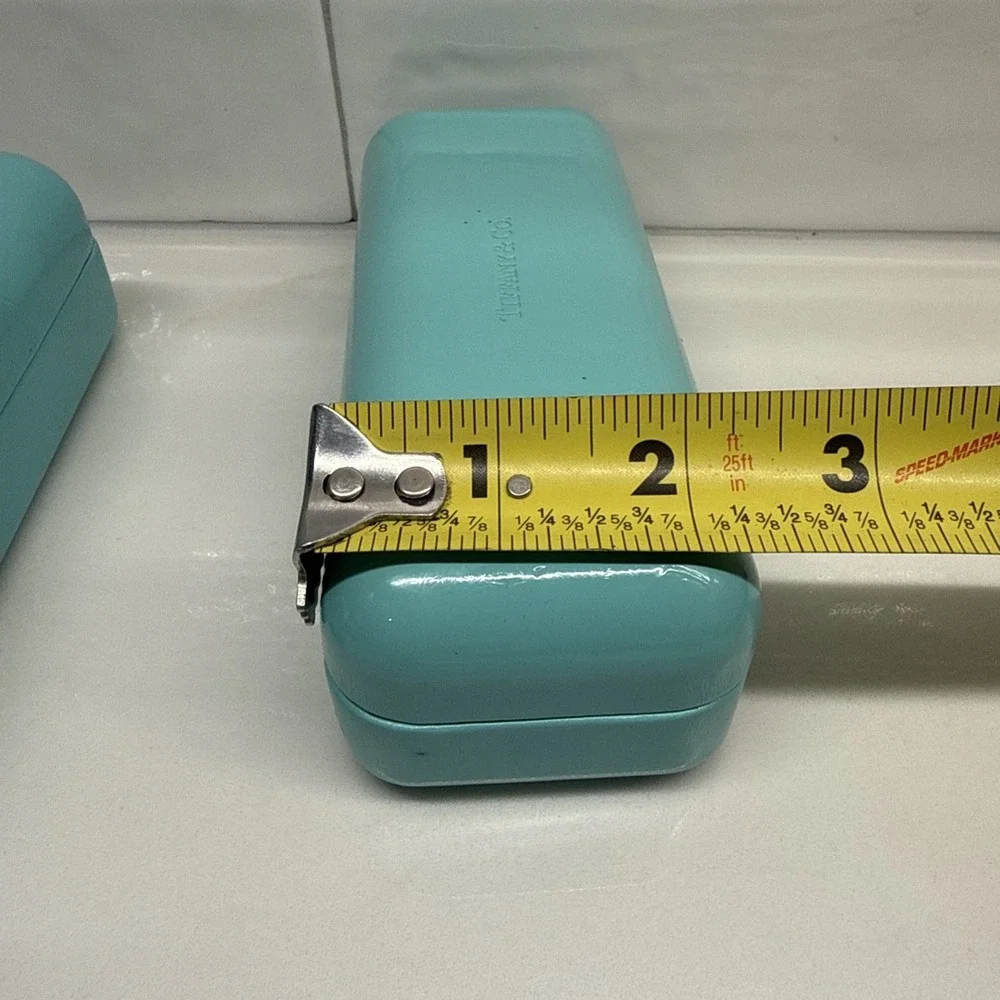 (2) Tiffany & Co Blue Hard Sunglasses Eyeglasses Case W/ Microfiber Pouch/Cloth